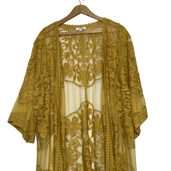 Golden Lace Kimono Cardigan Small - Picture 5 of 10